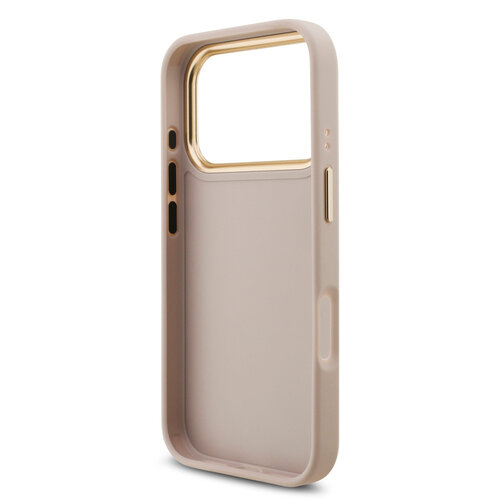 Guess Guess iPhone 17 Pro/iPhone 18 Pro Coque arrière 4G Grand logo métallique Bord doré - Rose