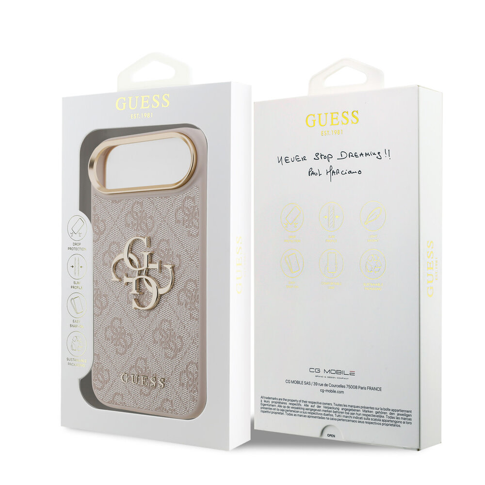 Guess Guess iPhone 17 Air Back cover case - 4G - Big Metal Logo - Gold Edge - Pink