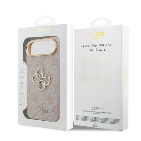 Guess Guess iPhone 17 Air Back cover case - 4G - Big Metal Logo - Gold Edge - Pink