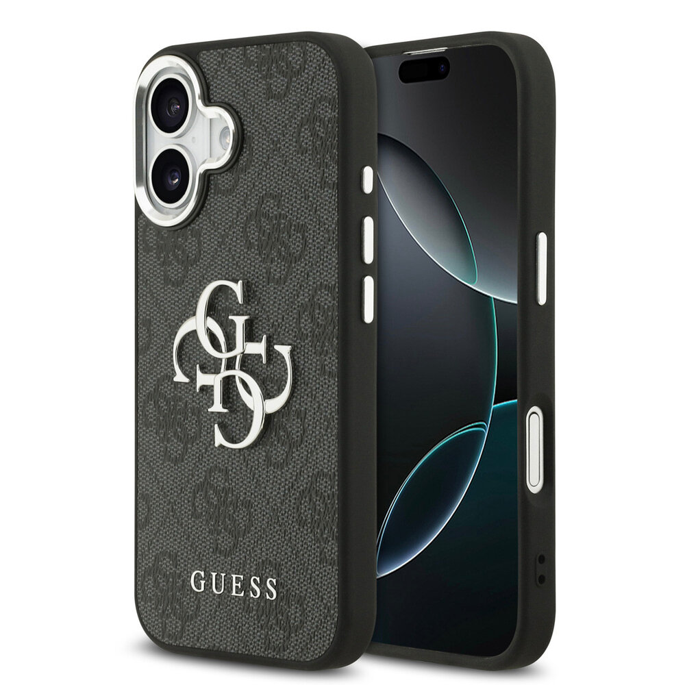 Guess Guess iPhone 17 Back-Cover hul - 4G - Big Metal Logo - Silver Edge - Schwarz Guess Guess iPhone 17 Back-Cover hul - 4G - Big Metal Logo - Silver Edge - Schwarz