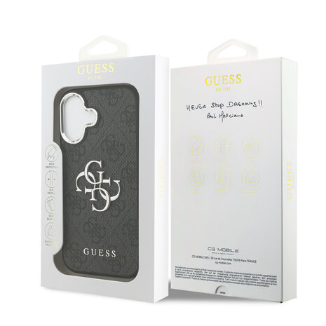 Guess Guess iPhone 17 Back-Cover hul - 4G - Big Metal Logo - Silver Edge - Schwarz Guess Guess iPhone 17 Back-Cover hul - 4G - Big Metal Logo - Silver Edge - Schwarz