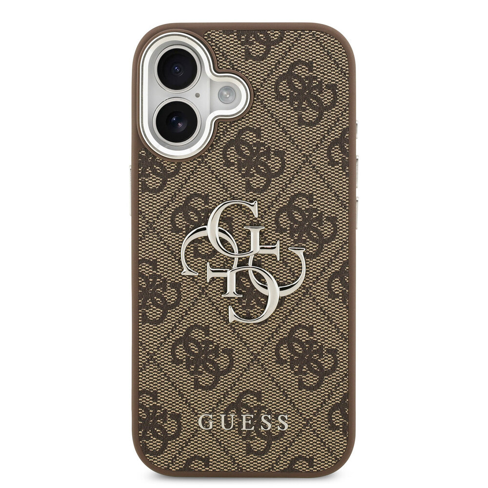 Guess Guess iPhone 17 Back cover case - 4G - Big Metal Logo - Silver Edge - Brown Guess Guess iPhone 17 Back cover case - 4G - Big Metal Logo - Silver Edge - Brown