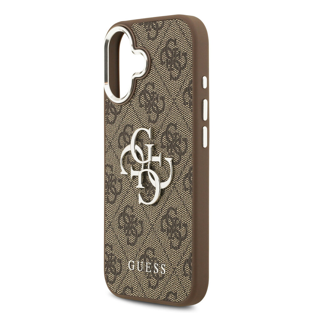Guess Guess iPhone 17 Back cover case - 4G - Big Metal Logo - Silver Edge - Brown Guess Guess iPhone 17 Back cover case - 4G - Big Metal Logo - Silver Edge - Brown