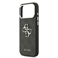 Guess Guess iPhone 17 Pro Max/iPhone 18 Pro Max Coque arrière 4G Grand logo métallique Bord argenté - Noir