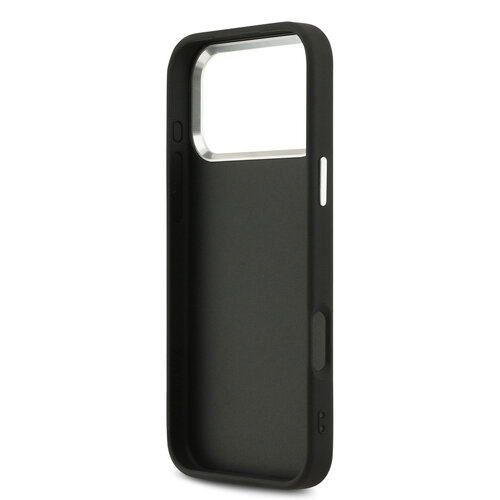 Guess Guess iPhone 17 Pro Max/iPhone 18 Pro Max Coque arrière 4G Grand logo métallique Bord argenté - Noir
