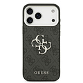 Guess Guess iPhone 17 Pro Max/iPhone 18 Pro Max Coque arrière 4G Grand logo métallique Bord argenté - Noir