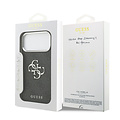 Guess Guess iPhone 17 Pro Max/iPhone 18 Pro Max Coque arrière 4G Grand logo métallique Bord argenté - Noir