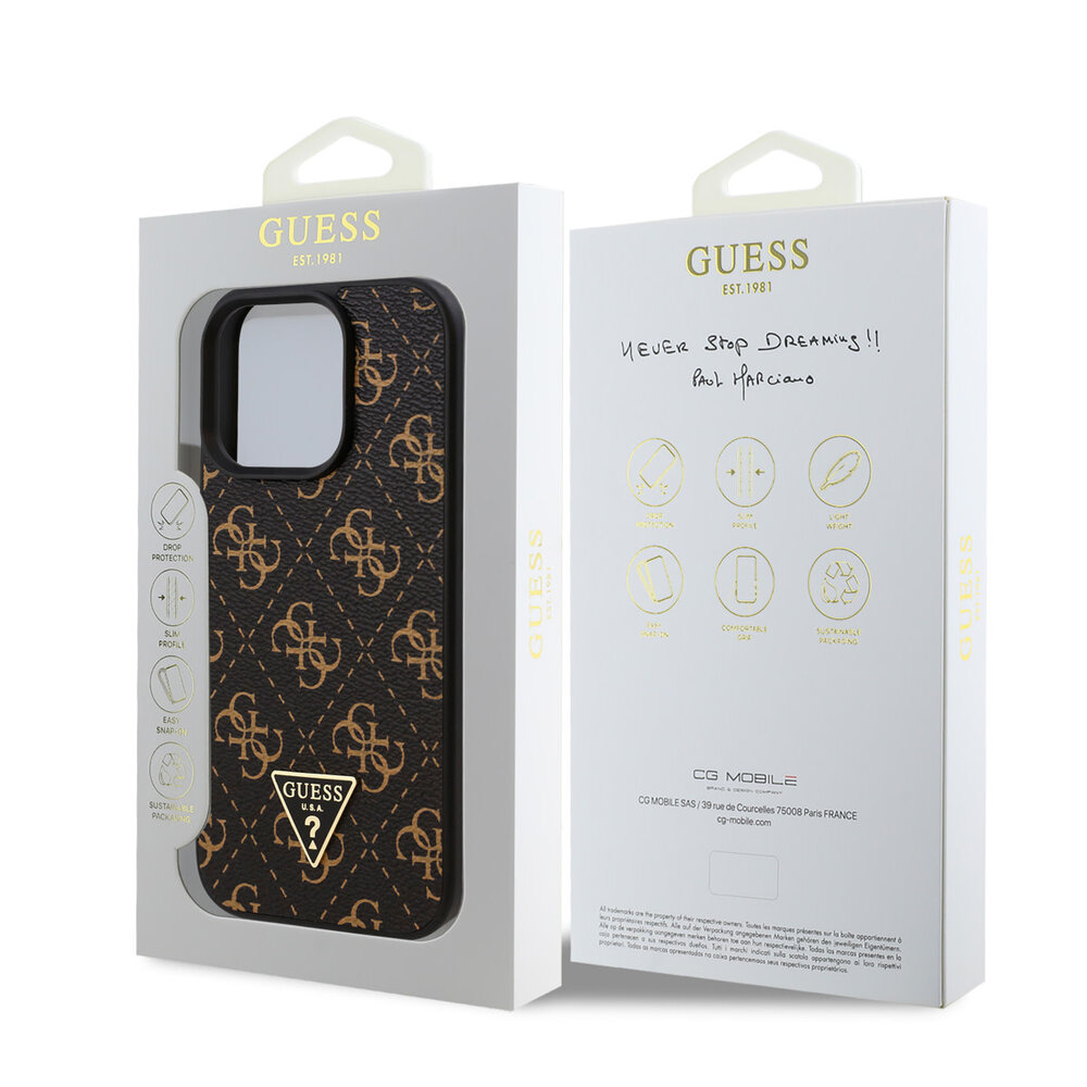 Guess Guess iPhone 16 Pro Max Back cover coque - 4G Background - Triangle Logo - Noir Guess Guess iPhone 16 Pro Max Back cover coque - 4G Background - Triangle Logo - Noir