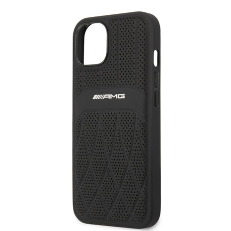 AMG AMG iPhone 13 & 14 Back cover case - Leather with Curved Lines - Black AMG AMG iPhone 13 & 14 Back cover case - Leather with Curved Lines - Black