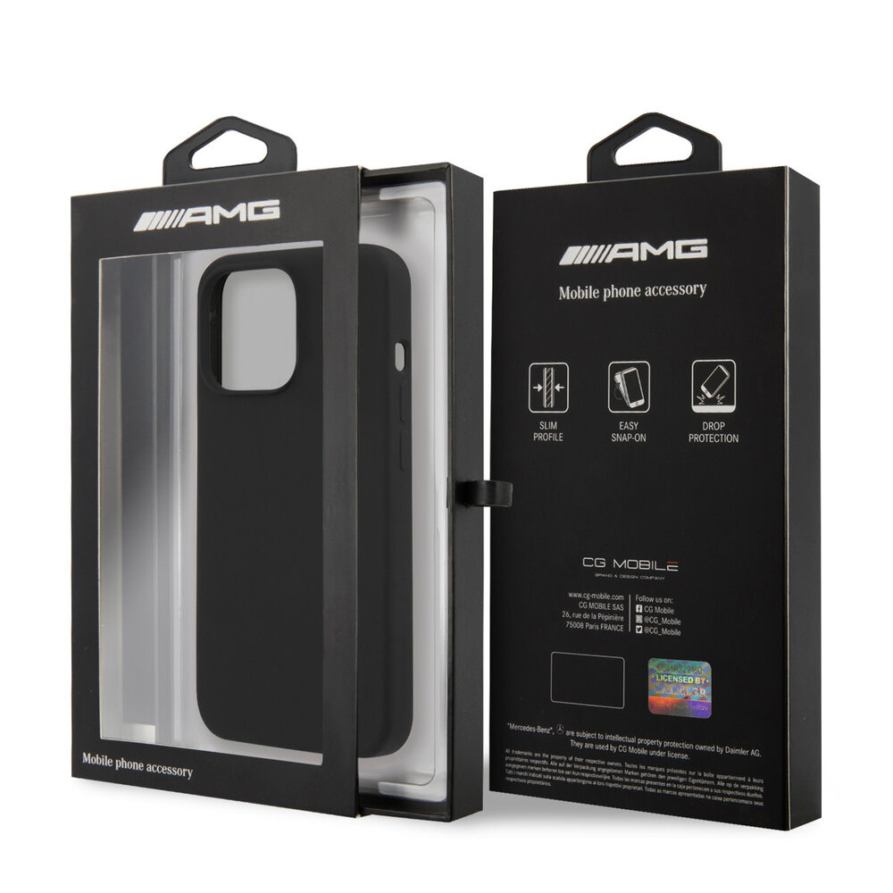AMG AMG iPhone 13 Pro Backcover hoesje - Silicone - Big White Logo - Zwart