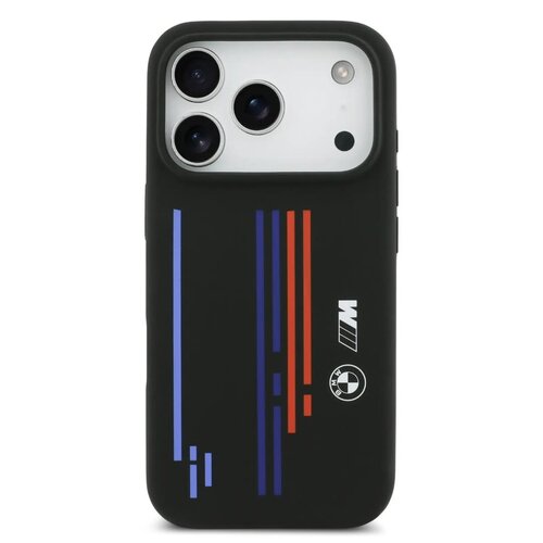 BMW BMW iPhone 17 Pro/iPhone 18 Pro Coque arrière MagSafe Silicone liquide imprimé tricolore multicolore - Noir