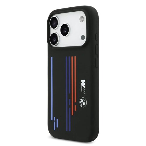 BMW BMW iPhone 17 Pro/iPhone 18 Pro Handyhülle MagSafe Flüssigsilikon mehrfarbiger Trikolore-Aufdruck - Schwarz