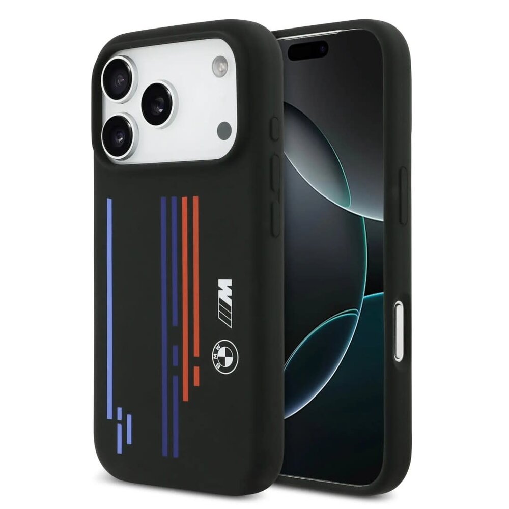 BMW BMW iPhone 17 Pro Back cover case - MagSafe - Liquid Silicone Case With Printed Multi-Tricolor - Black BMW BMW iPhone 17 Pro Back cover case - MagSafe - Liquid Silicone Case With Printed Multi-Tricolor - Black