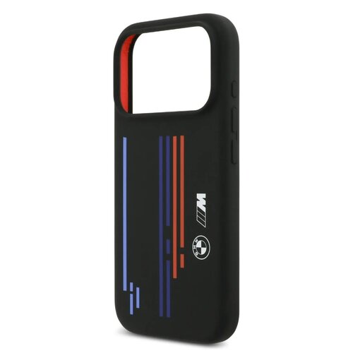 BMW BMW iPhone 17 Pro Max/iPhone 18 Pro Max Handyhülle MagSafe Flüssigsilikon mehrfarbiger Trikolore-Aufdruck - Schwarz