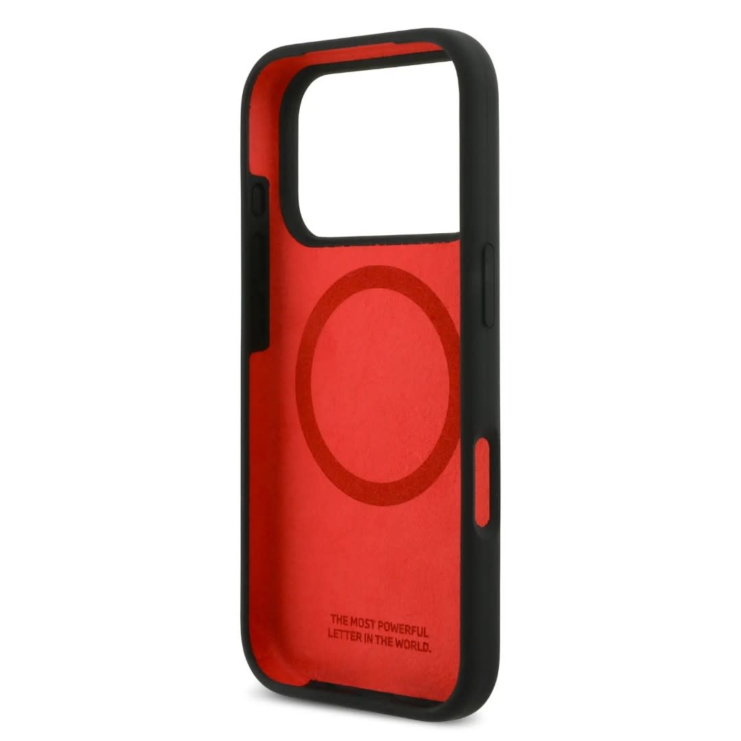 BMW BMW iPhone 17 Pro Max Backcover hoesje - MagSafe - Liquid Silicone Case With Printed Multi-Tricolor - Zwart, foto 6 van 6