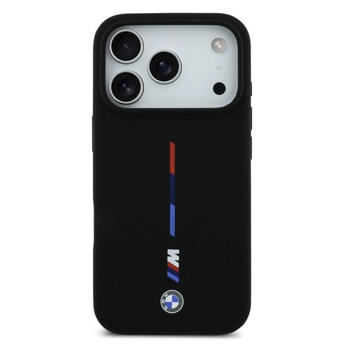 BMW BMW iPhone 17 Pro Max/iPhone 18 Pro Max Coque arrière MagSafe Silicone liquide imprimé tricolore - Noir