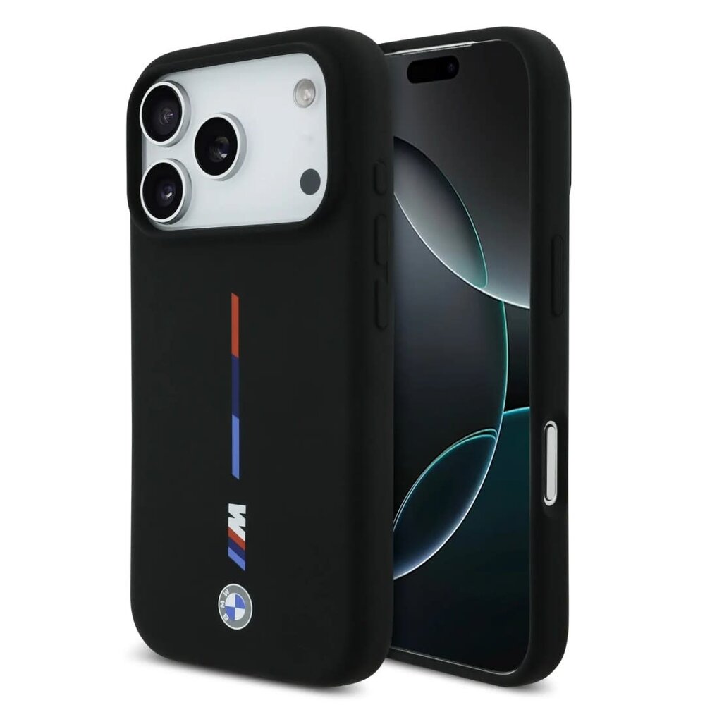 BMW BMW iPhone 17 Pro Max Back cover coque - MagSafe - Liquid Silicone Case With Printed Tricolor - Noir BMW BMW iPhone 17 Pro Max Back cover coque - MagSafe - Liquid Silicone Case With Printed Tricolor - Noir