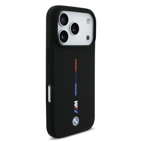 BMW BMW iPhone 17 Pro Max/iPhone 18 Pro Max Coque arrière MagSafe Silicone liquide imprimé tricolore - Noir