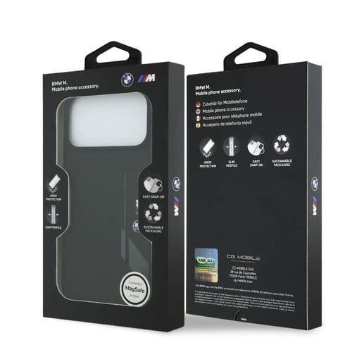 BMW BMW iPhone 17 Pro Max/iPhone 18 Pro Max Coque arrière MagSafe Silicone liquide logo vertical - Noir