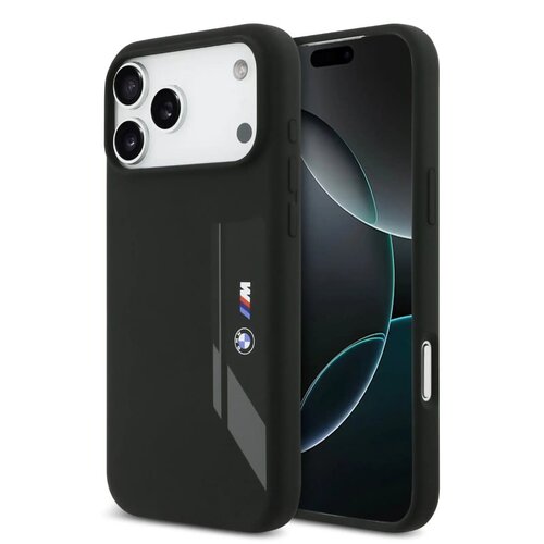BMW BMW iPhone 17 Pro Max/iPhone 18 Pro Max Coque arrière MagSafe Silicone liquide logo vertical - Noir
