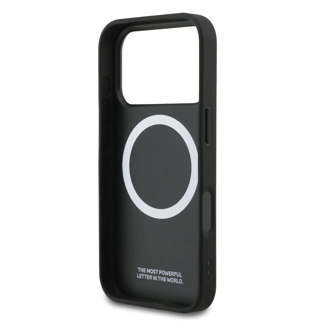 BMW BMW iPhone 17 Pro Backcover hoesje - MagSafe - Full Wrapped Leather Case With Metal Logos - Zwart, foto 6 van 6