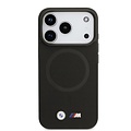 BMW BMW iPhone 17 Pro/iPhone 18 Pro Coque arrière MagSafe Revêtement intégral en cuir logos métalliques - Noir