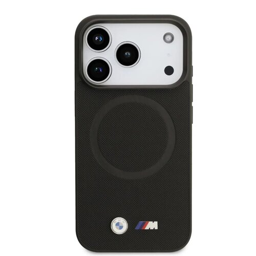 BMW BMW iPhone 17 Pro/iPhone 18 Pro Handyhülle MagSafe Vollständig mit Leder bezogen Metalllogos - Schwarz
