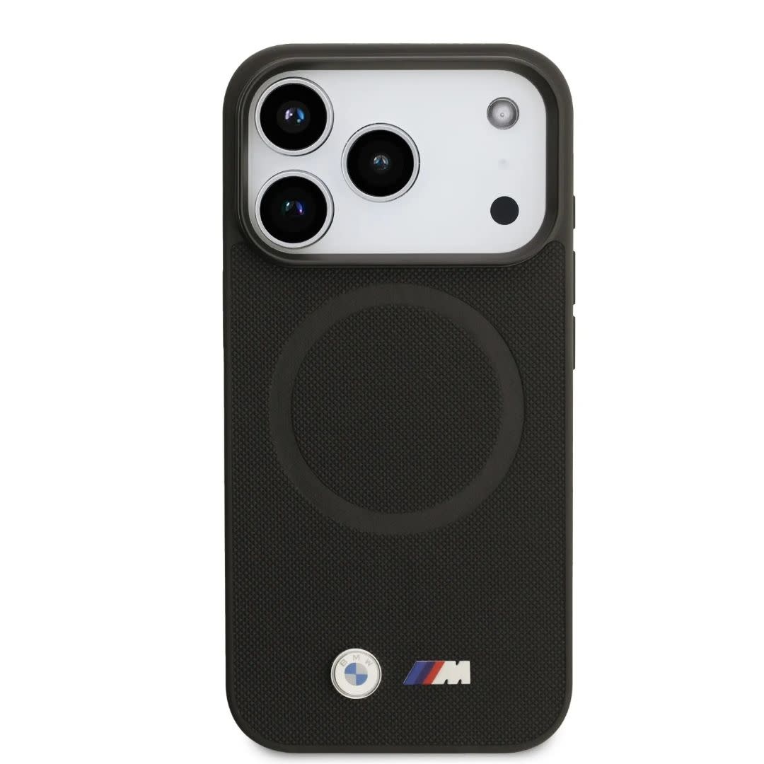 BMW BMW iPhone 17 Pro Backcover hoesje - MagSafe - Full Wrapped Leather Case With Metal Logos - Zwart, foto 3 van 6