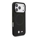 BMW BMW iPhone 17 Pro/iPhone 18 Pro Coque arrière MagSafe Revêtement intégral en cuir logos métalliques - Noir