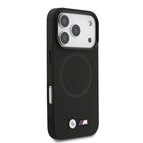 BMW BMW iPhone 17 Pro/iPhone 18 Pro Handyhülle MagSafe Vollständig mit Leder bezogen Metalllogos - Schwarz