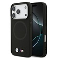 BMW BMW iPhone 17 Pro/iPhone 18 Pro Coque arrière MagSafe Revêtement intégral en cuir logos métalliques - Noir