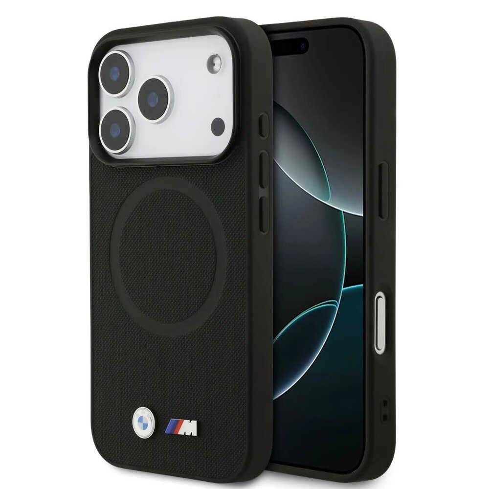 BMW BMW iPhone 17 Pro Back-Cover hul - MagSafe - Full Wrapped Leather Case With Metal Logos - Schwarz BMW BMW iPhone 17 Pro Back-Cover hul - MagSafe - Full Wrapped Leather Case With Metal Logos - Schwarz