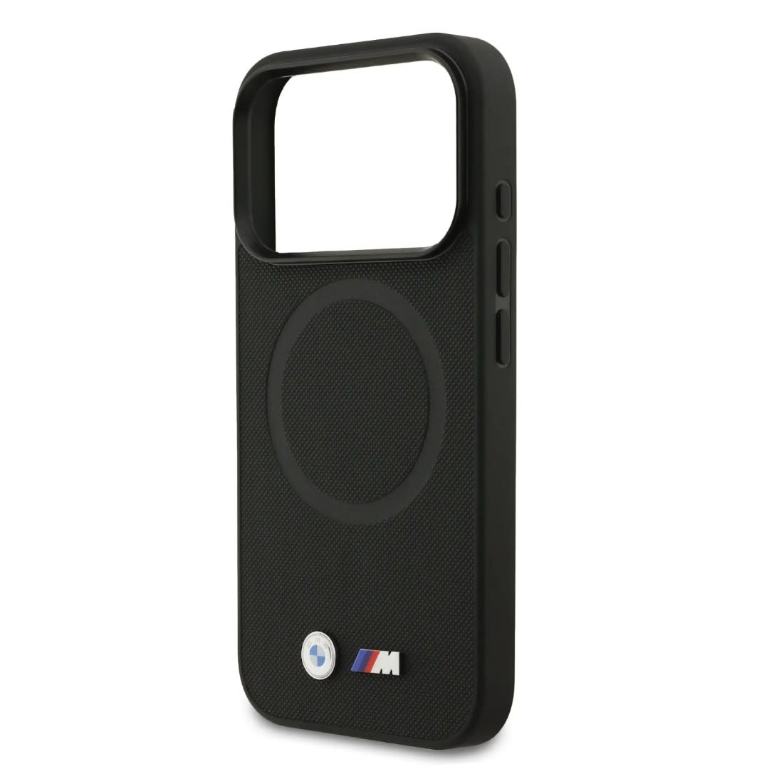 BMW BMW iPhone 17 Pro Backcover hoesje - MagSafe - Full Wrapped Leather Case With Metal Logos - Zwart, foto 5 van 6
