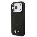 BMW BMW iPhone 17 Pro/iPhone 18 Pro Coque arrière MagSafe Revêtement intégral en cuir logos métalliques - Noir