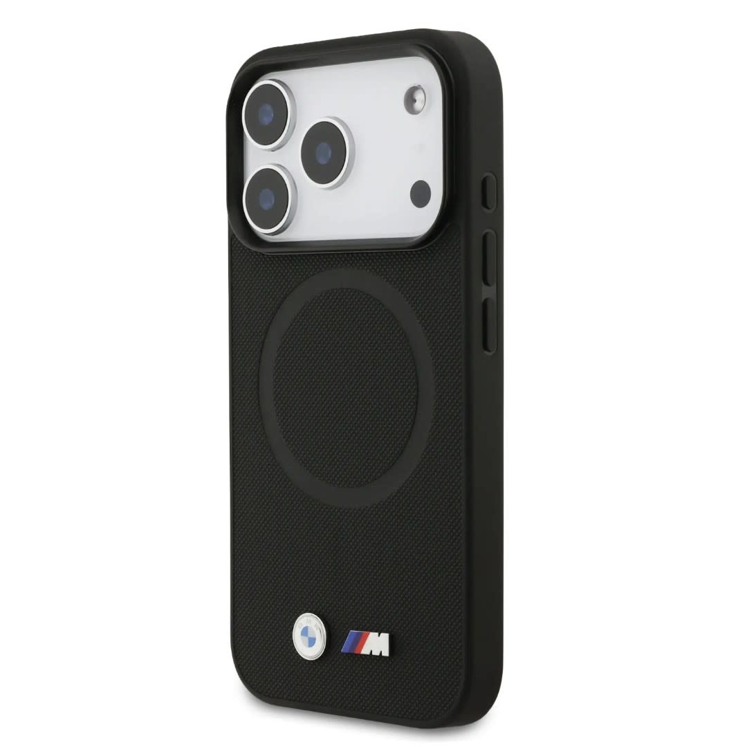 BMW BMW iPhone 17 Pro Backcover hoesje - MagSafe - Full Wrapped Leather Case With Metal Logos - Zwart, foto 2 van 6