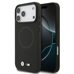 BMW iPhone 17 Pro Max Back cover case - MagSafe - Full Wrapped Leather Case With Metal Logos - Black