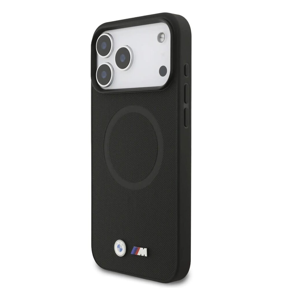 BMW BMW iPhone 17 Pro Max Back cover coque - MagSafe - Full Wrapped Leather Case With Metal Logos - Noir