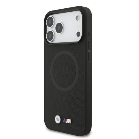 BMW BMW iPhone 17 Pro Max Back cover coque - MagSafe - Full Wrapped Leather Case With Metal Logos - Noir