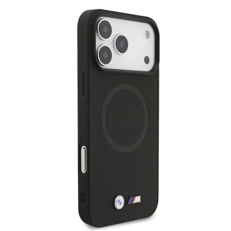 BMW BMW iPhone 17 Pro Max Back cover coque - MagSafe - Full Wrapped Leather Case With Metal Logos - Noir