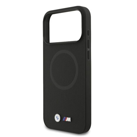 BMW BMW iPhone 17 Pro Max Back cover coque - MagSafe - Full Wrapped Leather Case With Metal Logos - Noir