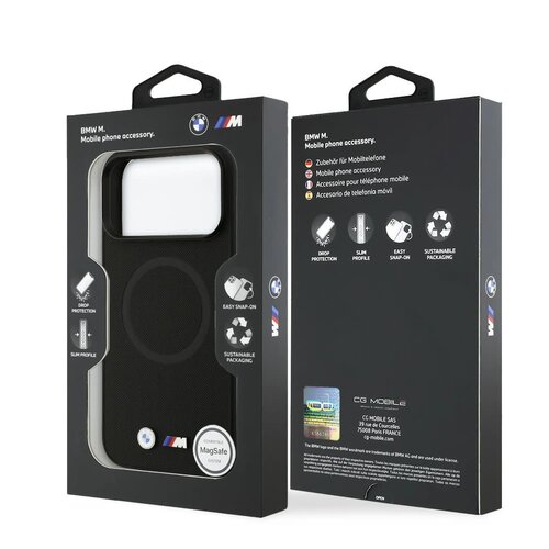 BMW BMW iPhone 17 Pro Max/iPhone 18 Pro Max Handyhülle MagSafe Vollständig mit Leder bezogen Metalllogos - Schwarz