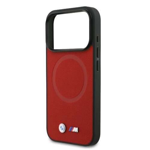 BMW BMW iPhone 17 Pro/iPhone 18 Pro Coque arrière MagSafe Revêtement intégral en cuir logos métalliques - Rouge