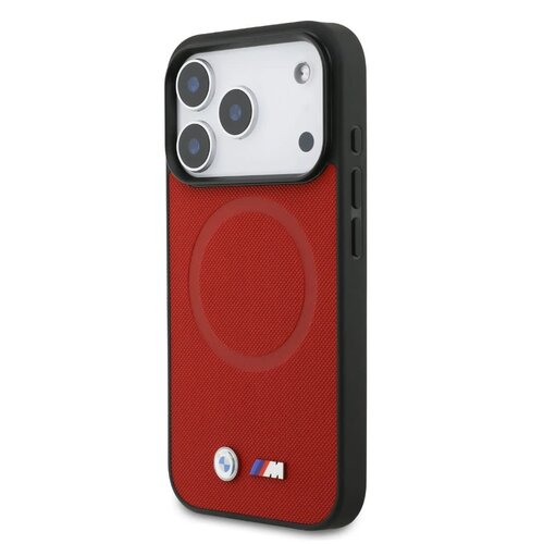 BMW BMW iPhone 17 Pro/iPhone 18 Pro Coque arrière MagSafe Revêtement intégral en cuir logos métalliques - Rouge