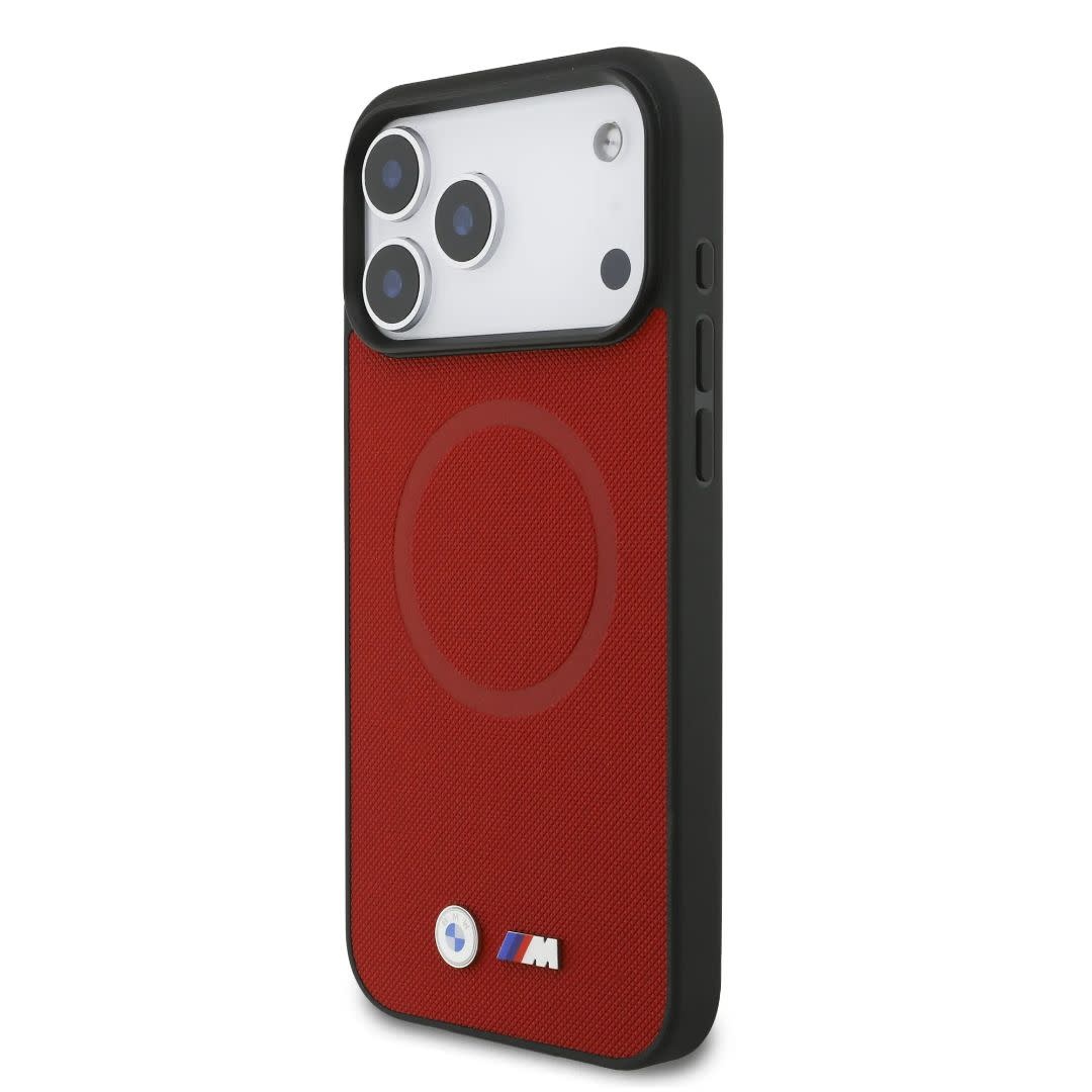 BMW BMW iPhone 17 Pro Max Backcover hoesje - MagSafe - Full Wrapped Leather Case With Metal Logos - Rood, foto 2 van 6