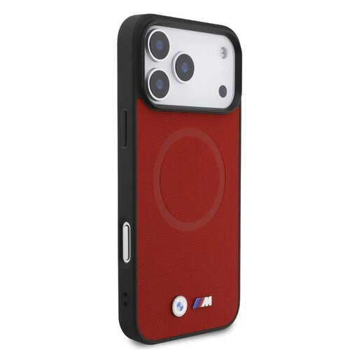 BMW BMW iPhone 17 Pro Max/iPhone 18 Pro Max Coque arrière MagSafe Revêtement intégral en cuir logos métalliques - Rouge