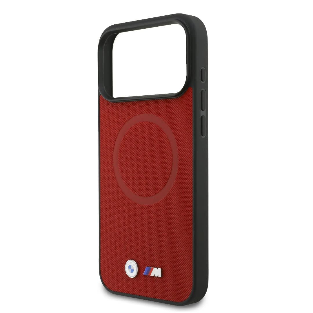 BMW BMW iPhone 17 Pro Max Backcover hoesje - MagSafe - Full Wrapped Leather Case With Metal Logos - Rood, foto 5 van 6
