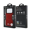 BMW BMW iPhone 17 Pro Max/iPhone 18 Pro Max Coque arrière MagSafe Revêtement intégral en cuir logos métalliques - Rouge