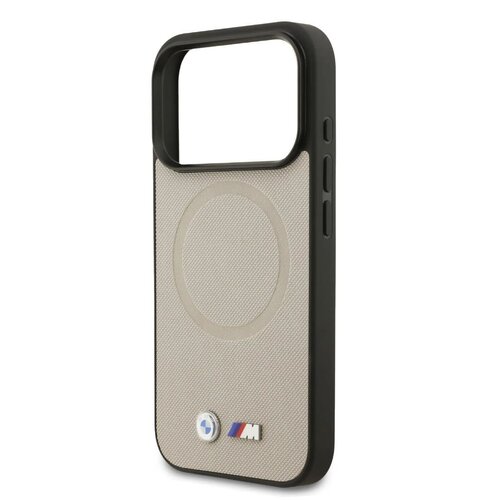 BMW BMW iPhone 17 Pro/iPhone 18 Pro Handyhülle MagSafe Vollständig mit Leder bezogen Metalllogos - Grau
