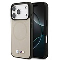 BMW BMW iPhone 17 Pro/iPhone 18 Pro Handyhülle MagSafe Vollständig mit Leder bezogen Metalllogos - Grau