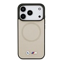 BMW BMW iPhone 17 Pro/iPhone 18 Pro Handyhülle MagSafe Vollständig mit Leder bezogen Metalllogos - Grau